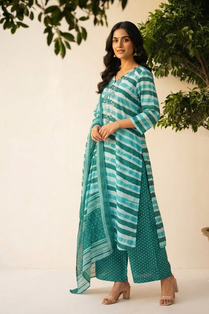 Pure Cotton Lehriya Dupatta Set  CS0264
