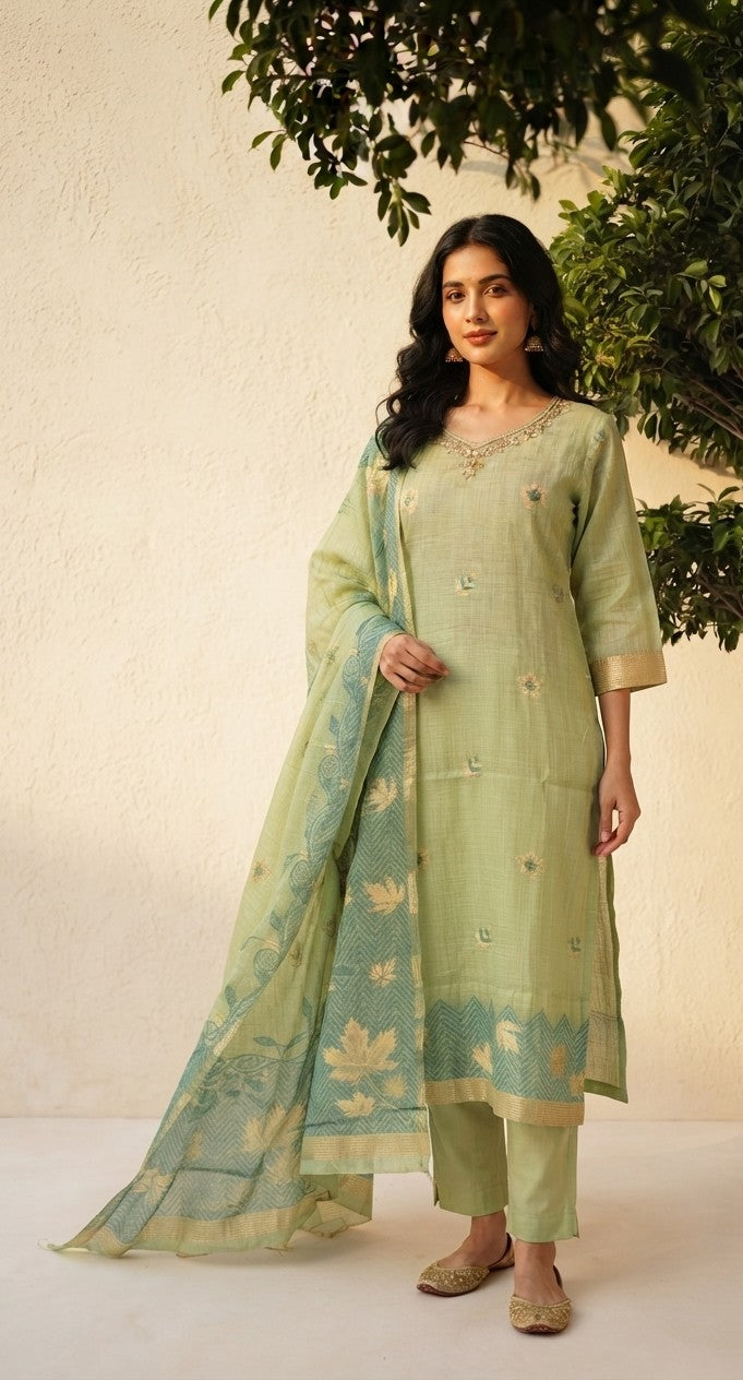 Pure Chanderi Dupatta Set CHS017