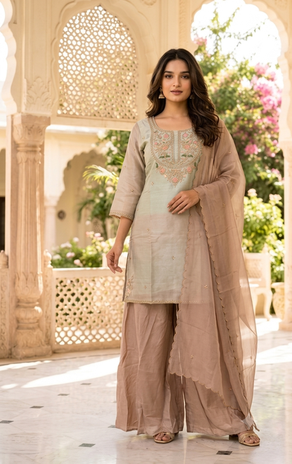 Premium Giraffe Silk Dupatta Set With Divider CHS026