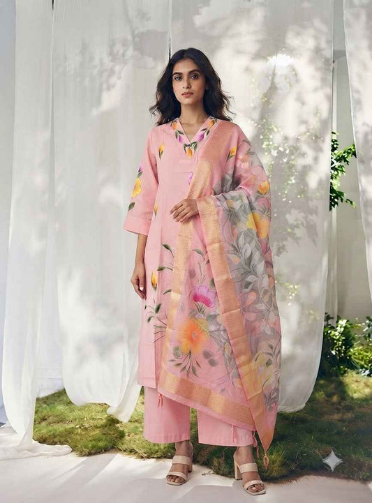 Pure Muslin Brush Print Dupatta Set MS005