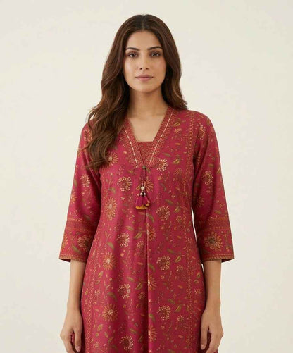 Pure Cotton A Line  Floral Print Dupatta Set CS0270