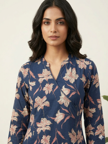 Pure Cotton Angrakha Style Two Piece Pant Set  LS002