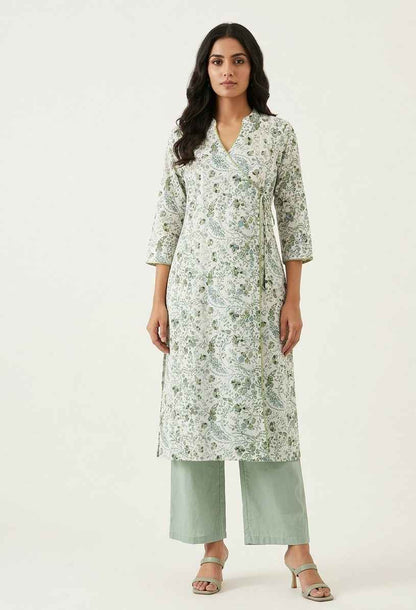 Pure Cotton Angrakha Style Two Piece Pant Set  LS005