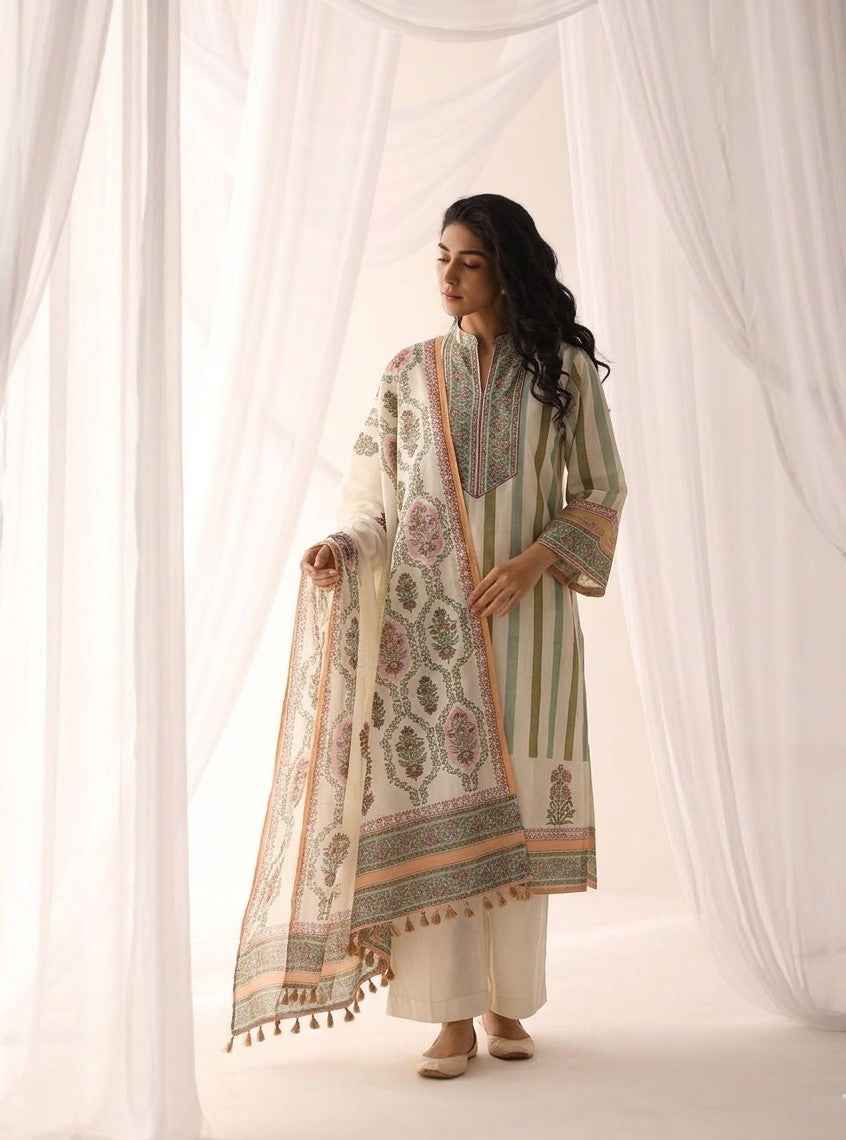 Pure chanderi Three Piece Dupatta Set CS001
