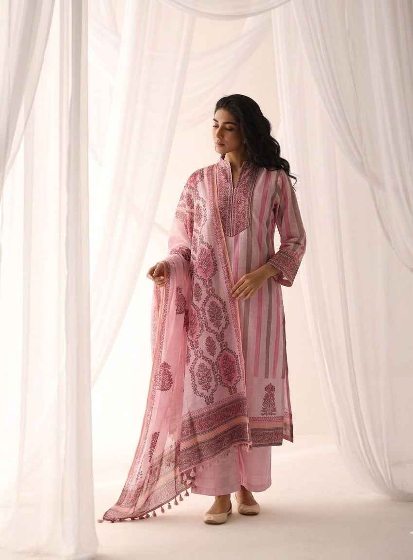 Pure chanderi Three Piece Dupatta Set CS001