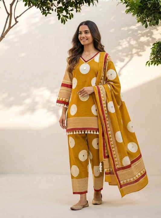 Pure Cotton Dupatta Set With Farsi Bottom CS0302