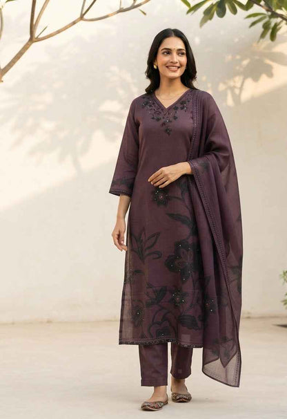 Pure Linen Dupatta  Set LN0024