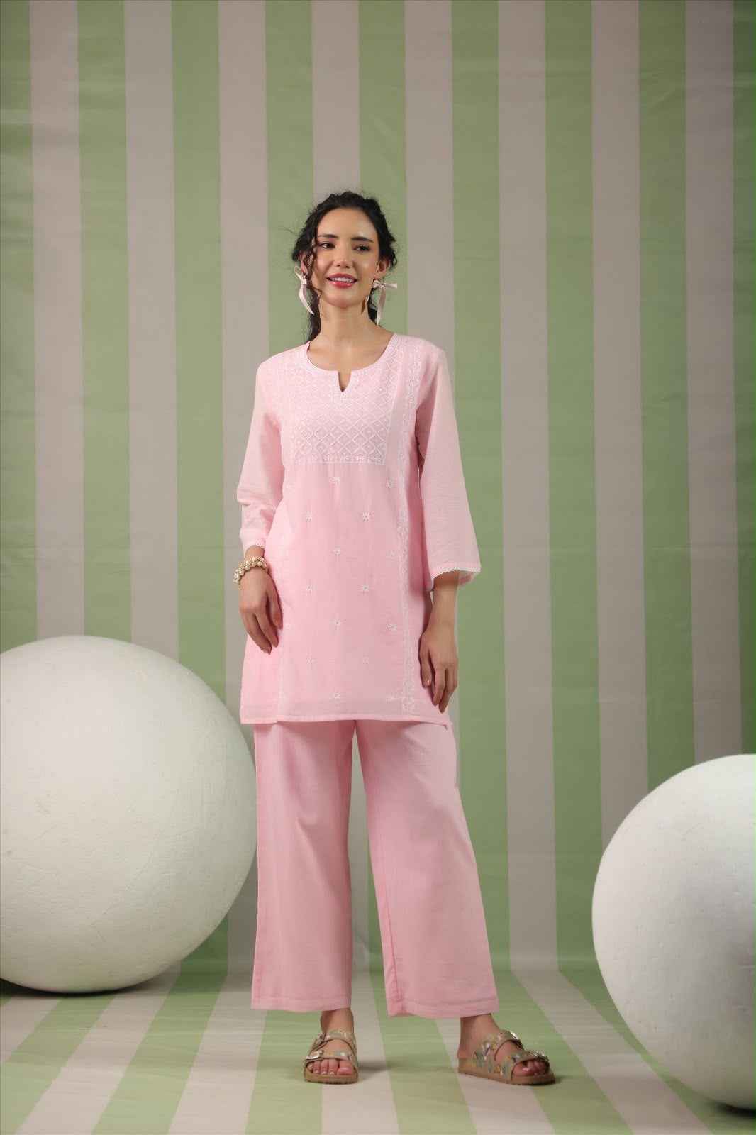 Premium Mul cotton cord set with embroidery with inner COS146
