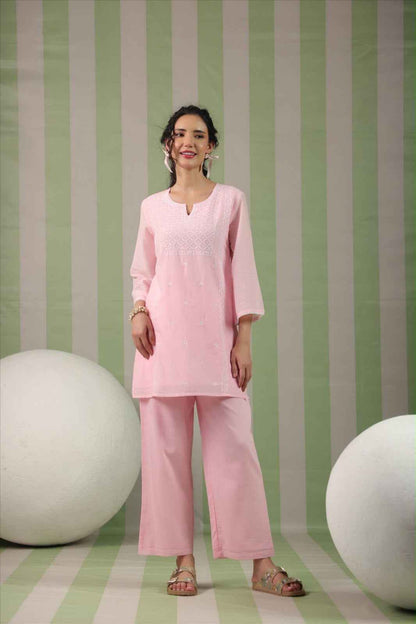 Premium Mul cotton cord set with embroidery with inner COS146