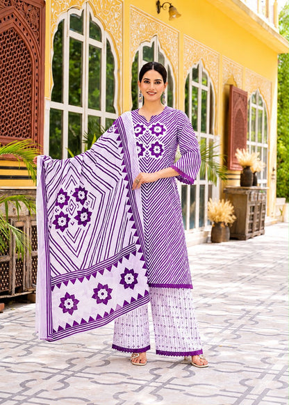 Premium Cotton Lehariya Dupatta Set CS0224