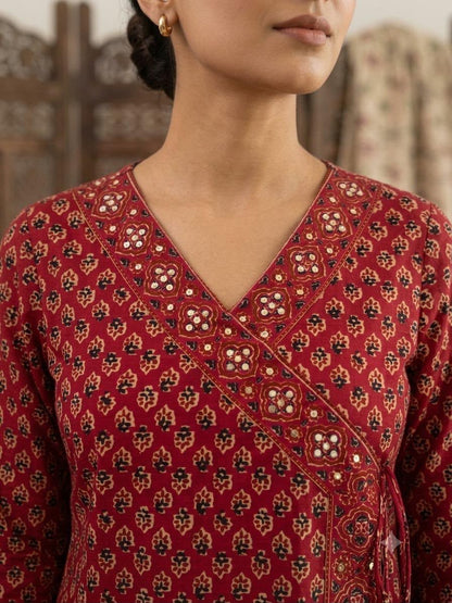 Pure Cotton Angrakha Style Short Kurta Dupatta Set CS0401 (Prebooking)
