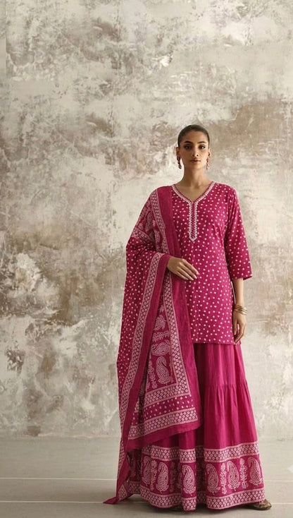 Short Length Cotton Dupatta Set With Skirt CS0349