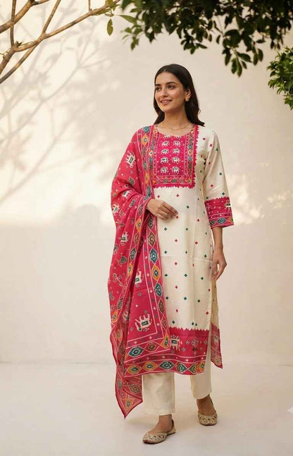 Pure Cotton Patola Print Dupatta Set CS0286