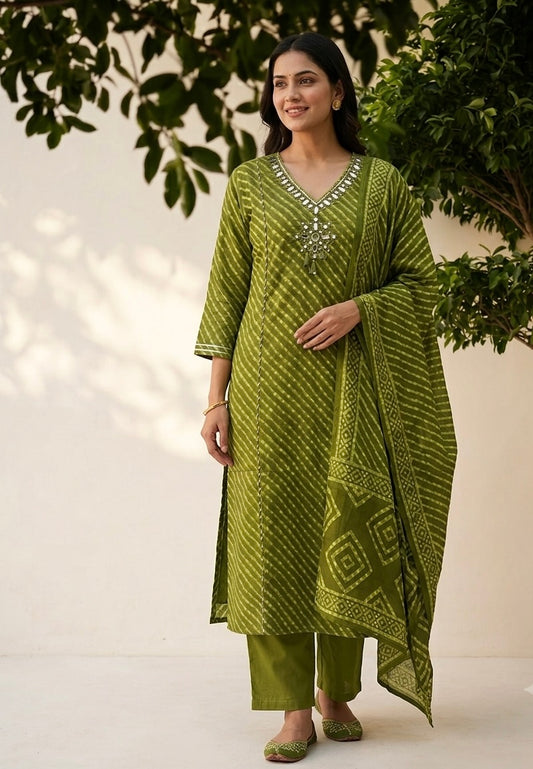 Pure Cotton Dupatta Set In Plus Size CS0315
