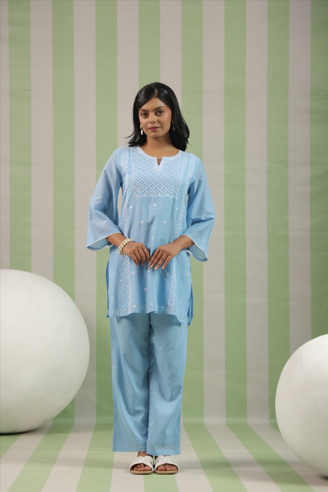 Premium Mul cotton cord set with embroidery with inner COS146