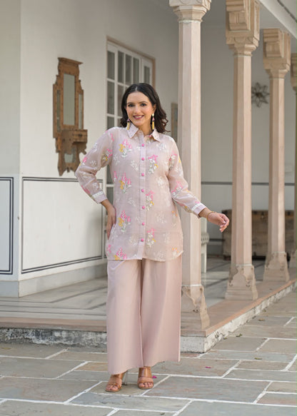 Embroidered Mul Chanderi Co-Ord Set With Inner COS190