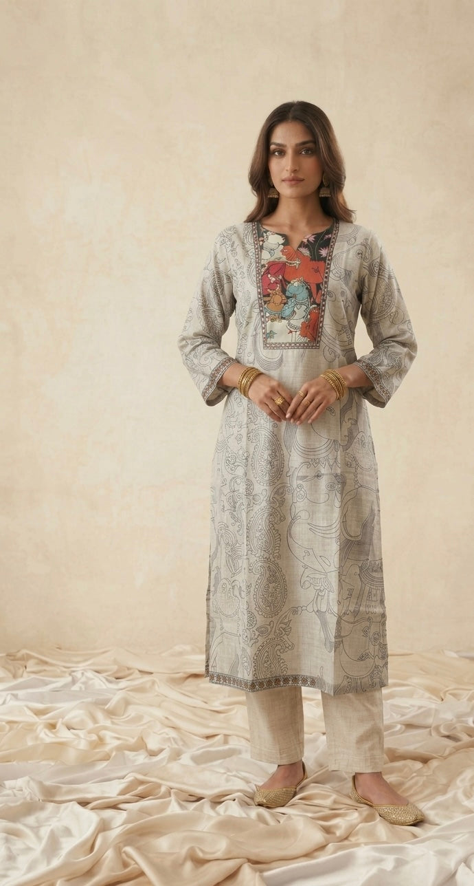 Printed Chanderi Dupatta Set CHS055