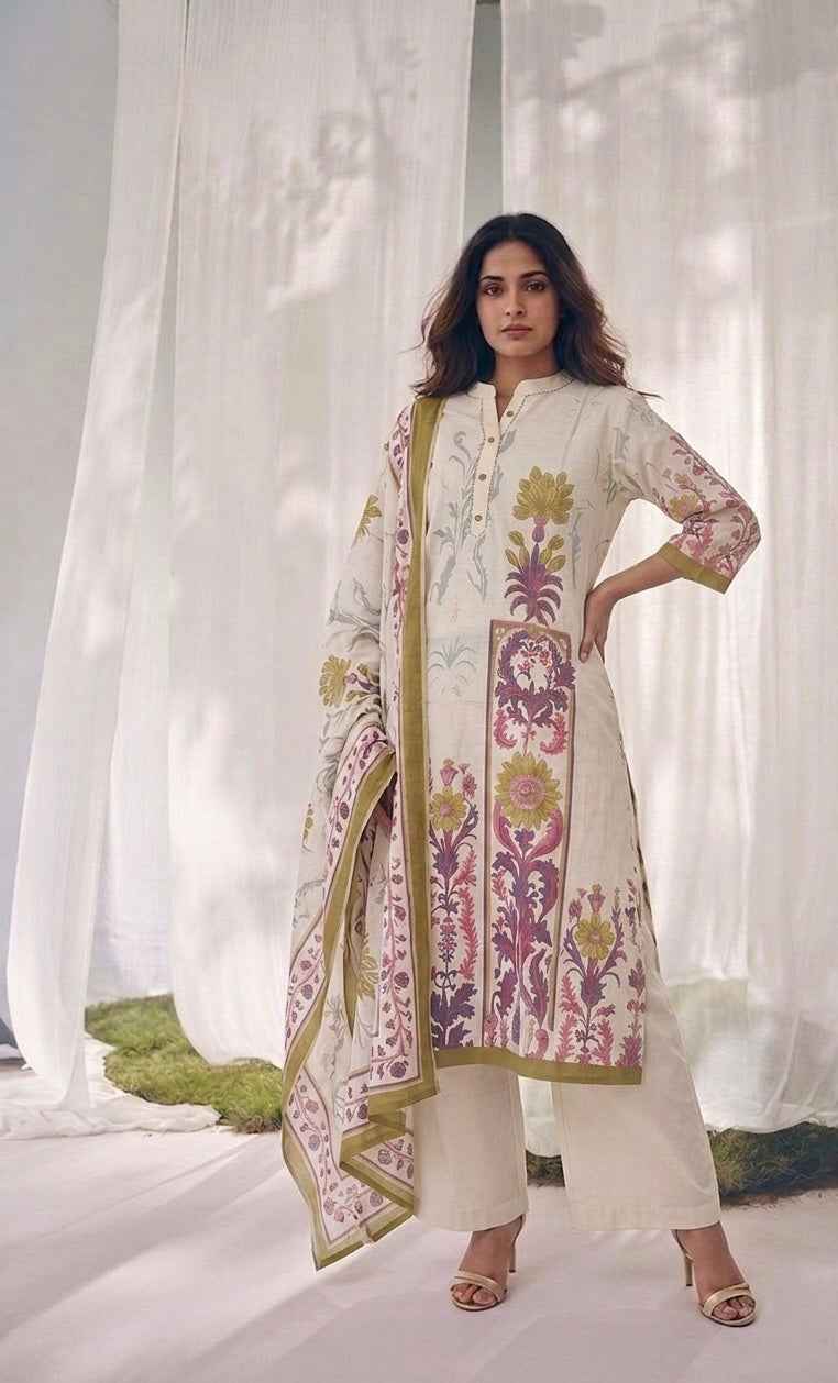 Pure Cotton Three Piece Dupatta Set