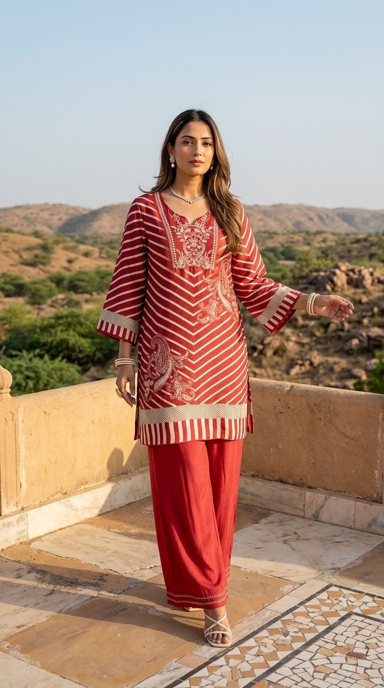 Co-Ord Set In Muslin Fabric COS187