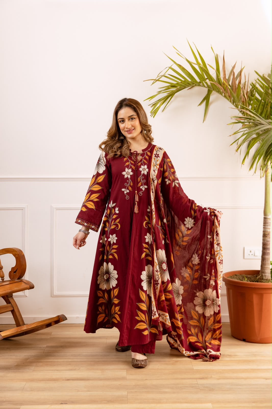 Anarkali Dupatta Set in Cotton Fabric CS0348