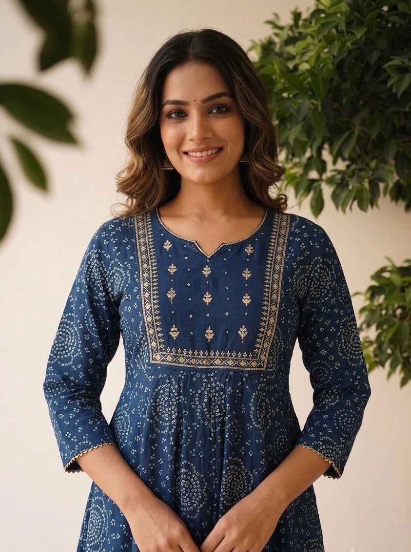 Pure Cotton Dupatta Suit With Bandhej Print