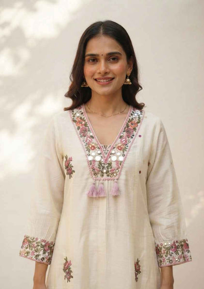 Embroidered Mul Chanderi Dupatta Set With Lining MLC21