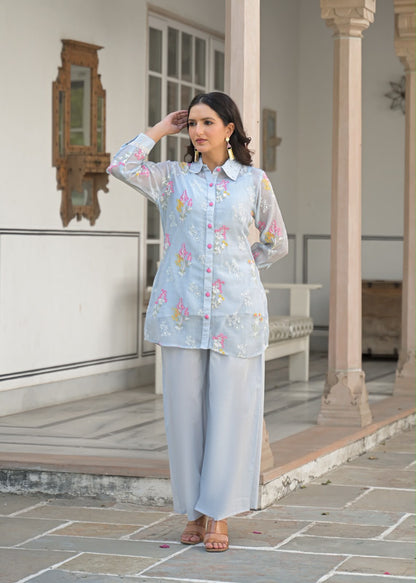 Embroidered Mul Chanderi Co-Ord Set With Inner COS190