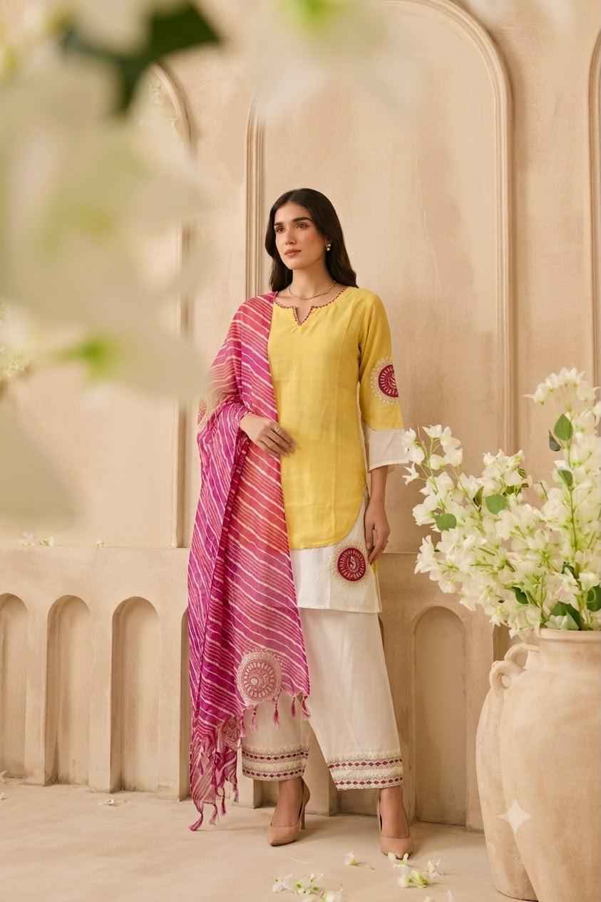 Pure Mul Chanderi Silk Dupatta set with farsi salwar MLC22