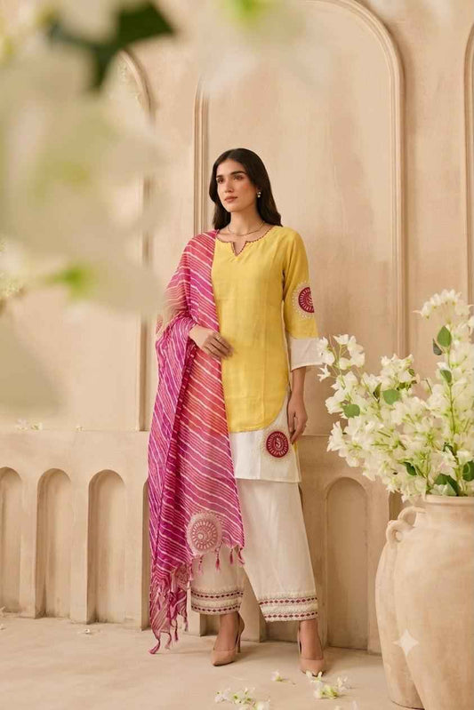 Pure Mul Chanderi Silk Dupatta set with farsi salwar MLC22