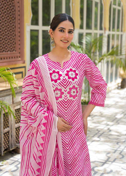 Premium Cotton Lehariya Dupatta Set CS0224
