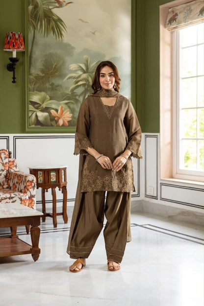 Festive Chanderi Silk Set with Farsi Salwar CHS023