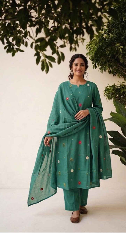 Premium Silk Alien Dupatta Set with embroidery