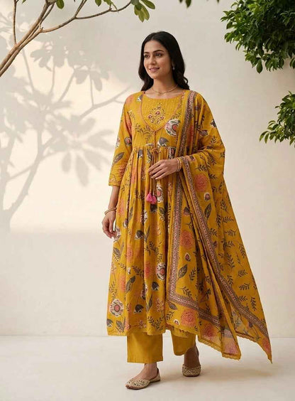 Pure Cotton A Line Dupatta Set
