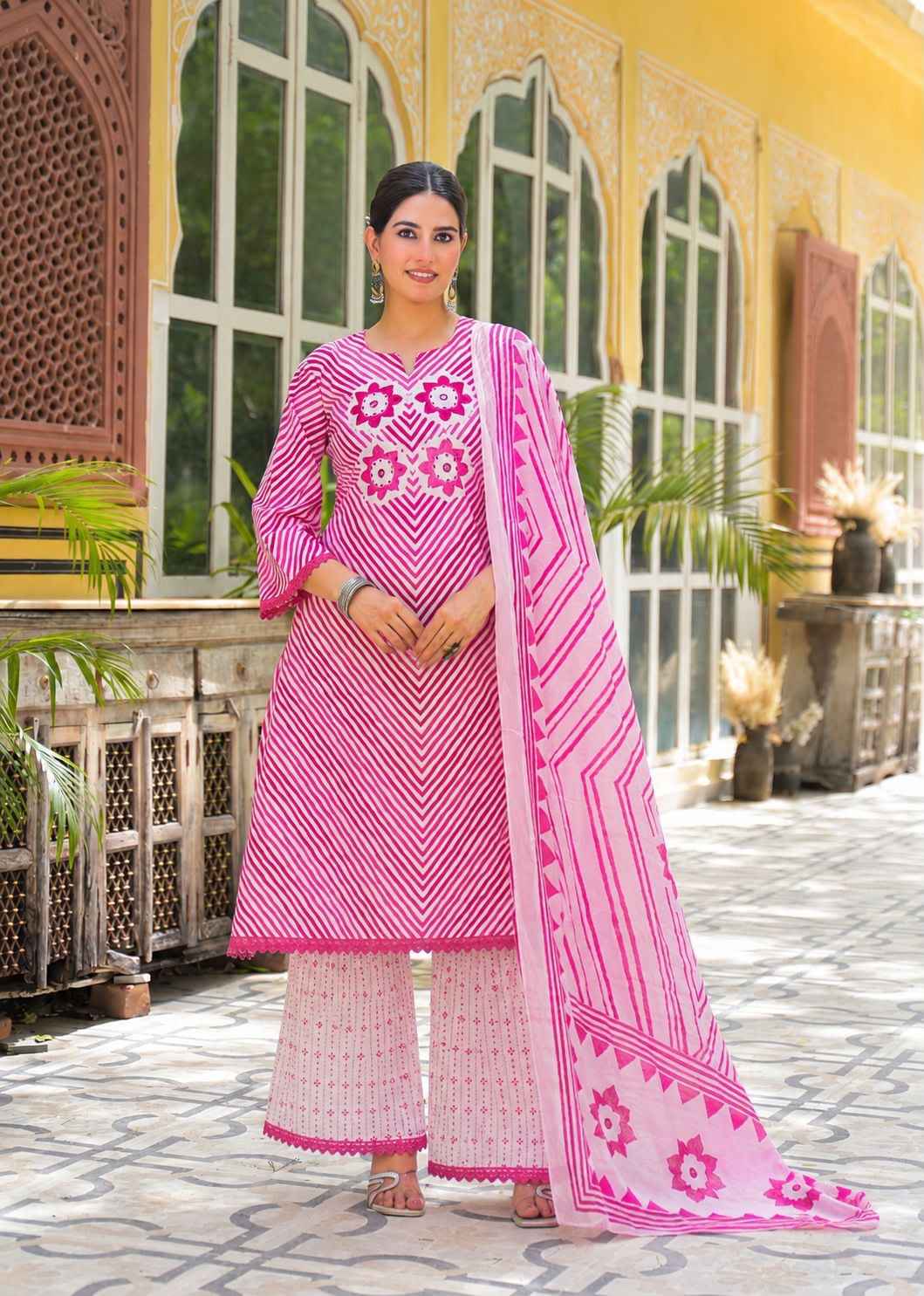 Premium Cotton Lehariya Dupatta Set CS0224
