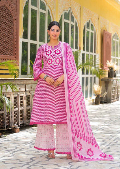 Premium Cotton Lehariya Dupatta Set CS0224