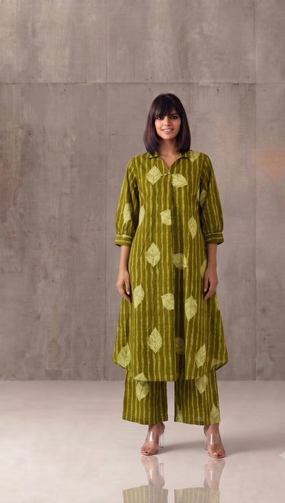 Pure Cotton A Line Two Piece Pant Set  PS0160