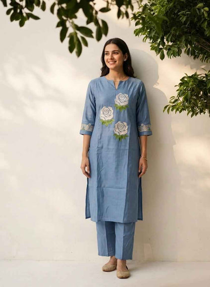 Premium silk pant sets with embroidery PS0170