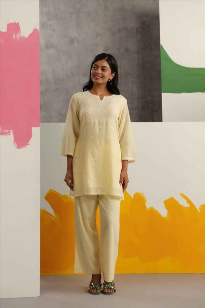 Premium Mul cotton cord set with embroidery with inner COS146