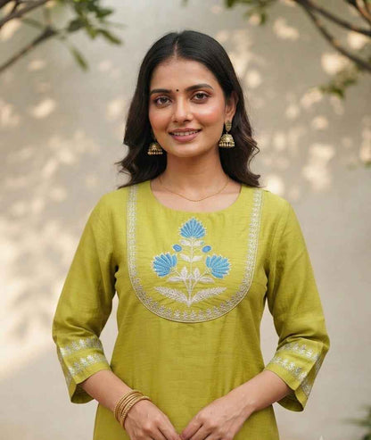 Premium Soft Raw Silk With Embroidery Plazo Set PS0167