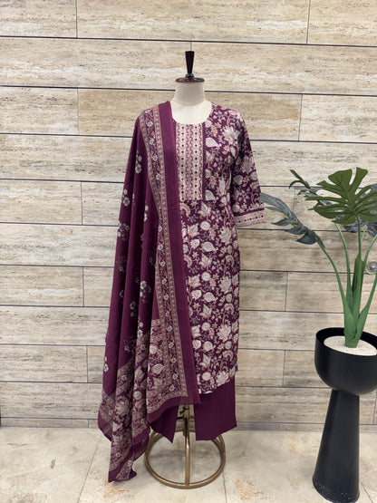 Pure Cotton Three Piece Dupatta Set CS0331
