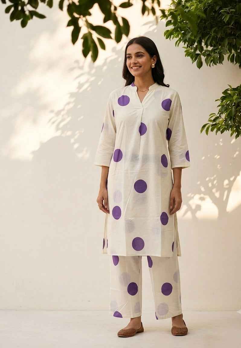 Pure Cotton Polka Dot Co Ord Set PS0171