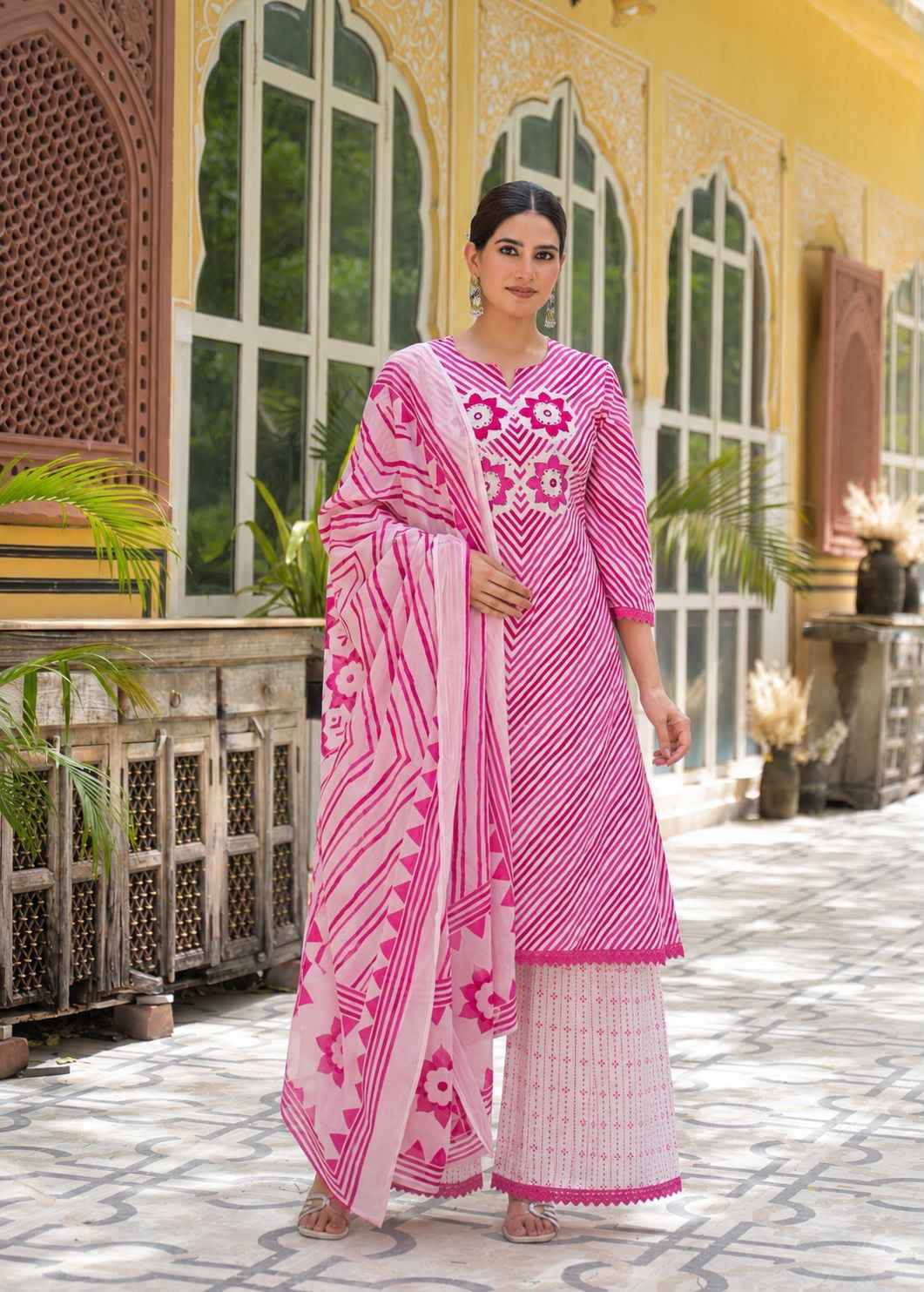Premium Cotton Lehariya Dupatta Set CS0224