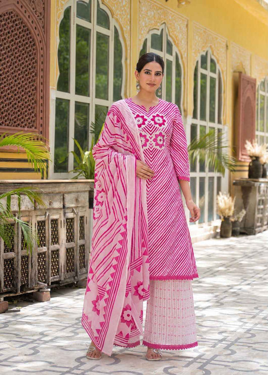 Premium Cotton Lehariya Dupatta Set CS0224