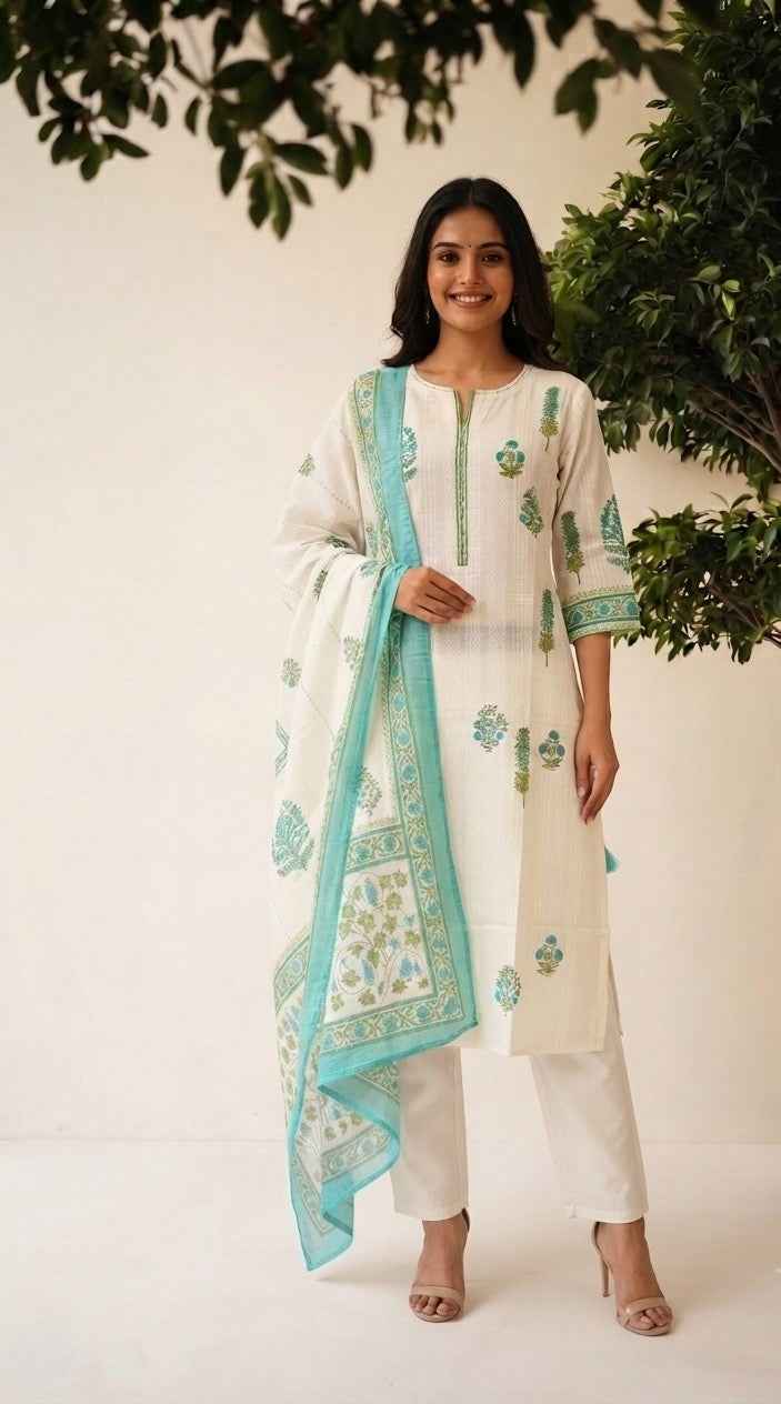 Pure Cotton Dupatta Set