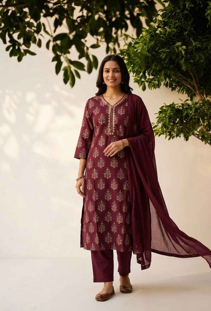 Pure Cotton Dupatta Set