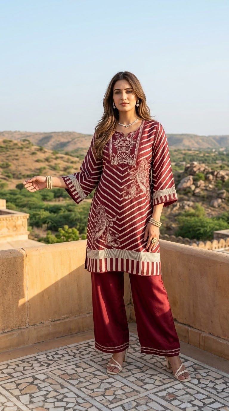 Co-Ord Set In Muslin Fabric COS187