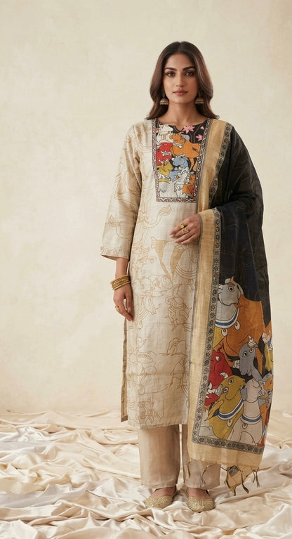 Printed Chanderi Dupatta Set CHS055
