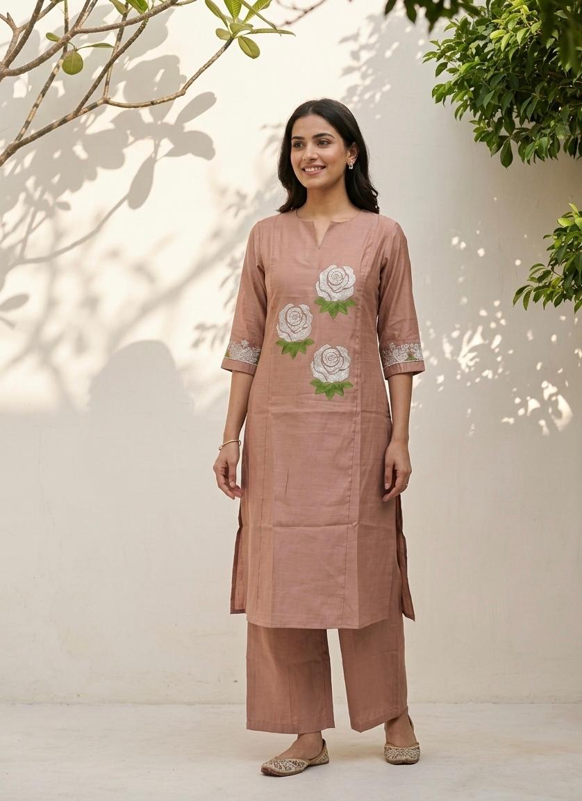 Premium silk pant sets with embroidery PS0170