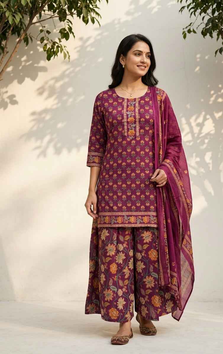 Pure Cotton Dupatta Set With Skirt CS0312