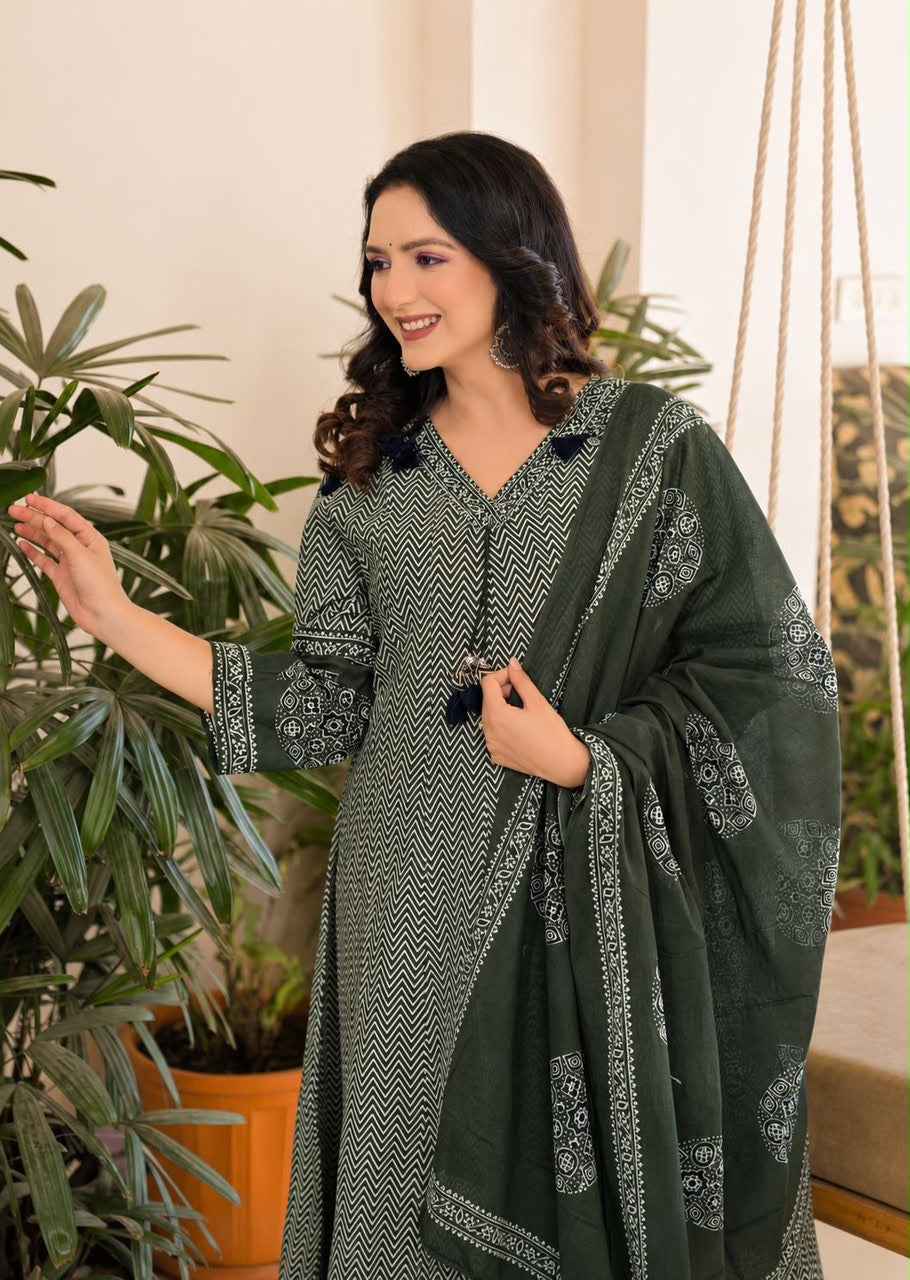 Premium Cotton Anarkali Dupatta set ANK047
